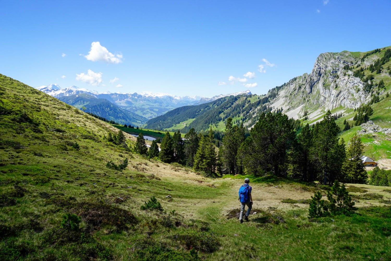 Hinter der Wasserfallenegg gehts ins Tal des Grönbachs. Bild: Fredy Joss