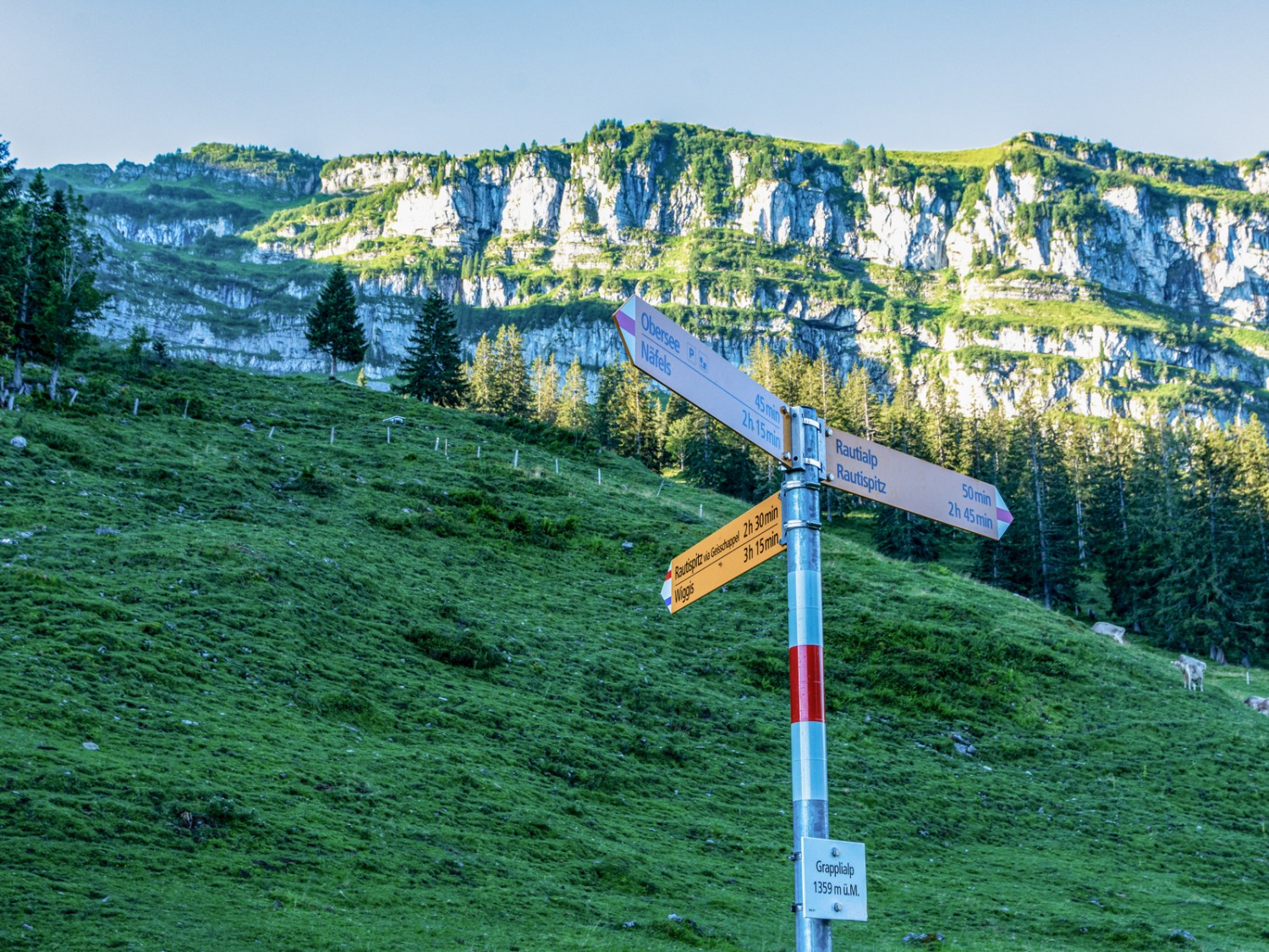 À Grapplialp, le chemin bifurque à gauche et mène à Geisschappel. Photo: Franz Ulrich