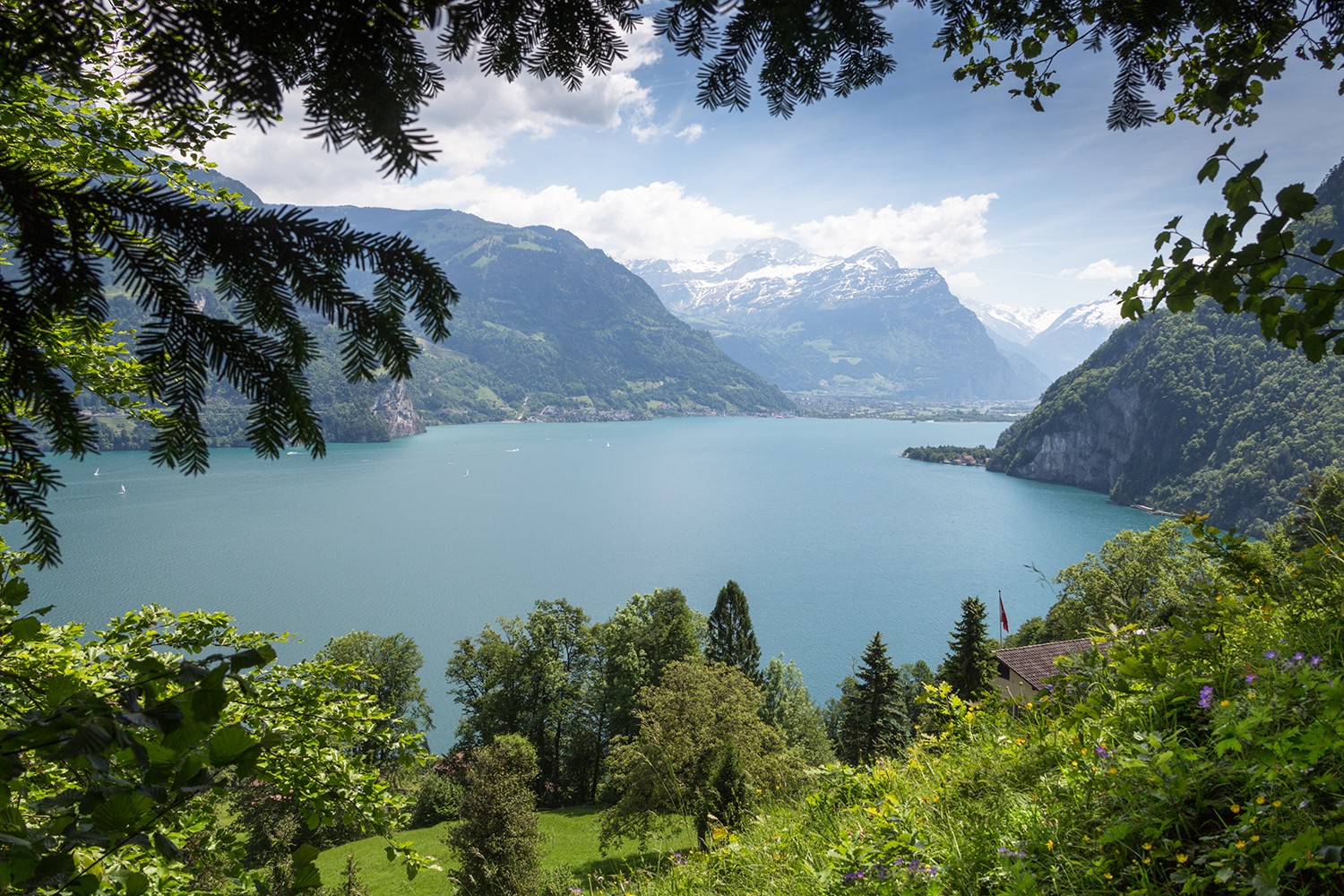 Immer Richtung Süden, dem Urnersee entlang. Hinten der Bristen im Reusstal.