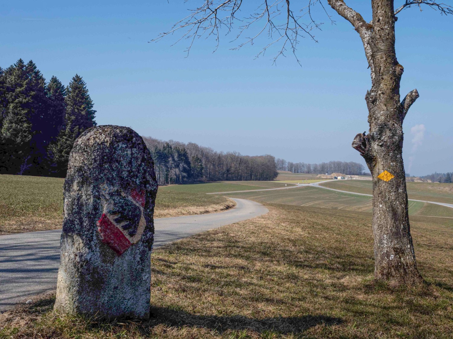 Alter Grenzstein bei Karrenhof: Bis 1803 regierten hier bernische Vögte. Bild: Barbara Graber