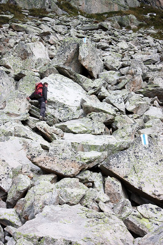 Weglos, aber gut markiert ist der Weg zur Bergseeschijenlücke.